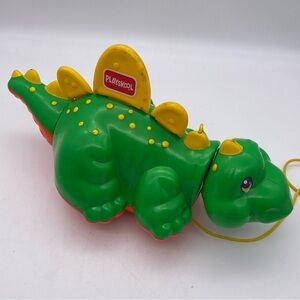 1993 Hasbro Playskool Go Go Dinosaur Pull Toy Wiggle Walking Growling Baby
